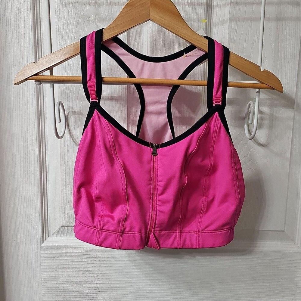 Skirt Sports Kelly Front Zip High Impact Sports Bra Pink Black Size 40D